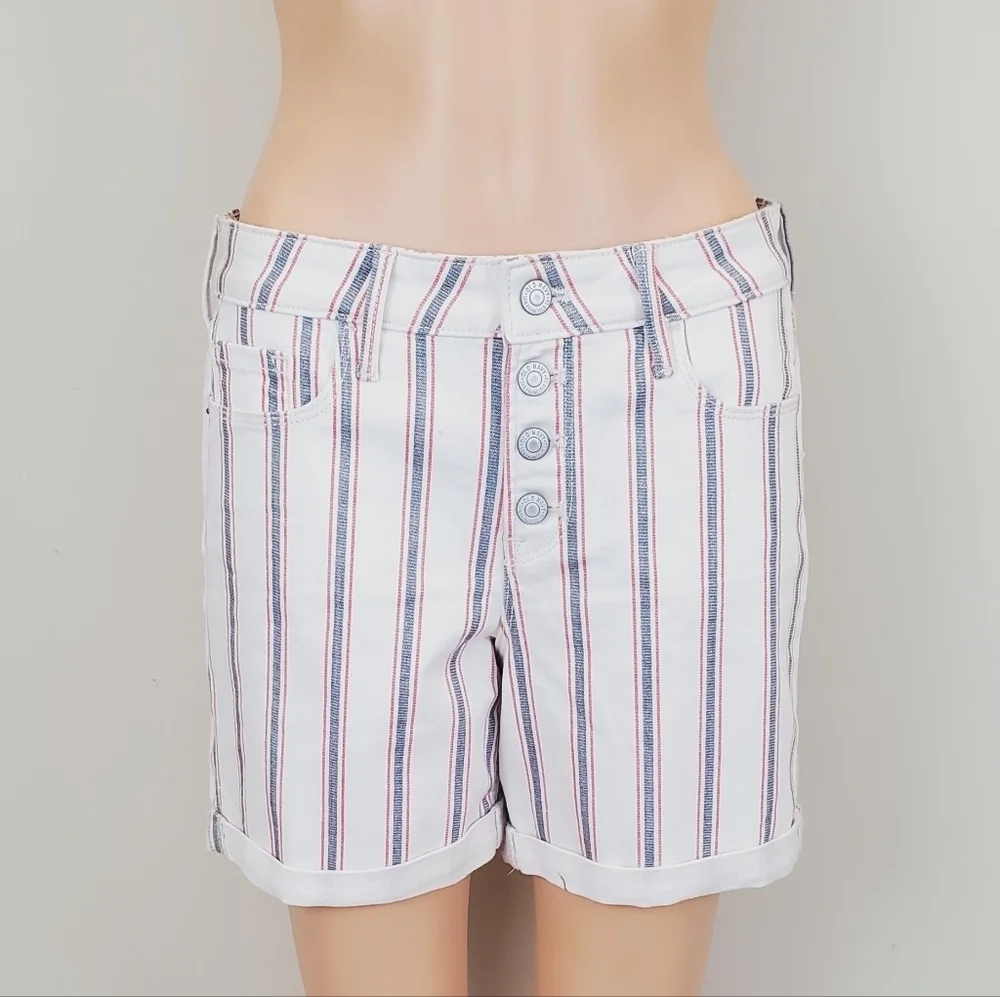 Old Navy Button Fly Folded Leg Stripe Jeans Shorts